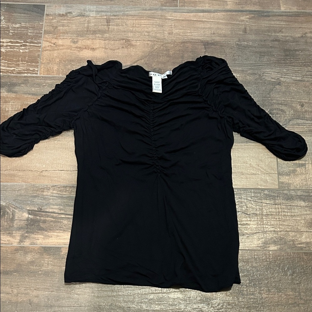 Max Studio Black Ruched Blouse